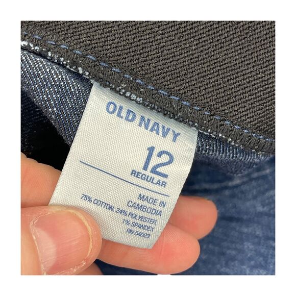 Old Navy Jeans Womens 12 Regular Blue Denim Cotton Pull On Mid-Rise Straight Leg - Picture 7 of 7